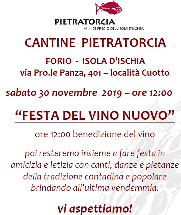 Festa del "Vino Nuovo", alle cantine Pietratorcia. Appuntamento da non perdere
