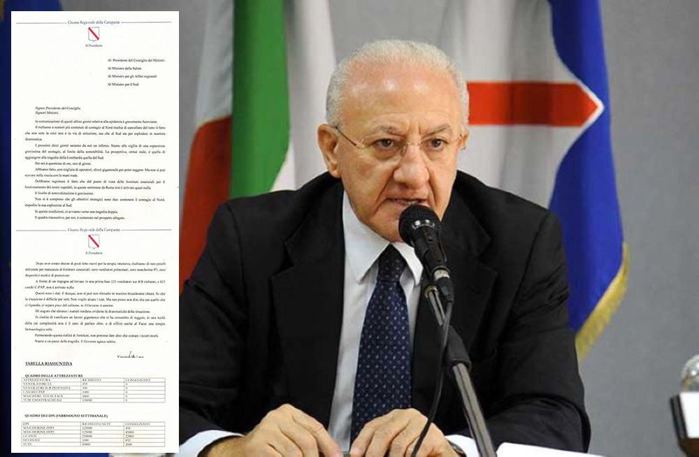 Coronavirus De Luca: “Sud a un passo dalla tragedia. Il Governo agisca subito”
