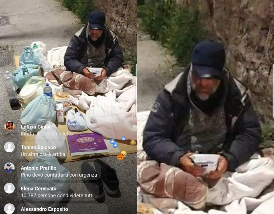 Clochard filmato a Napoli dice di essere di Ischia