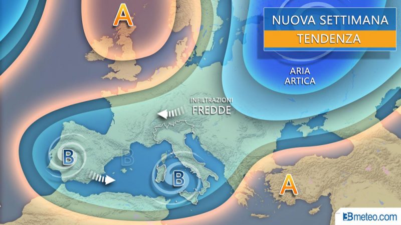 Arrivano le piogge primaverili con vortice sul Mediterraneo