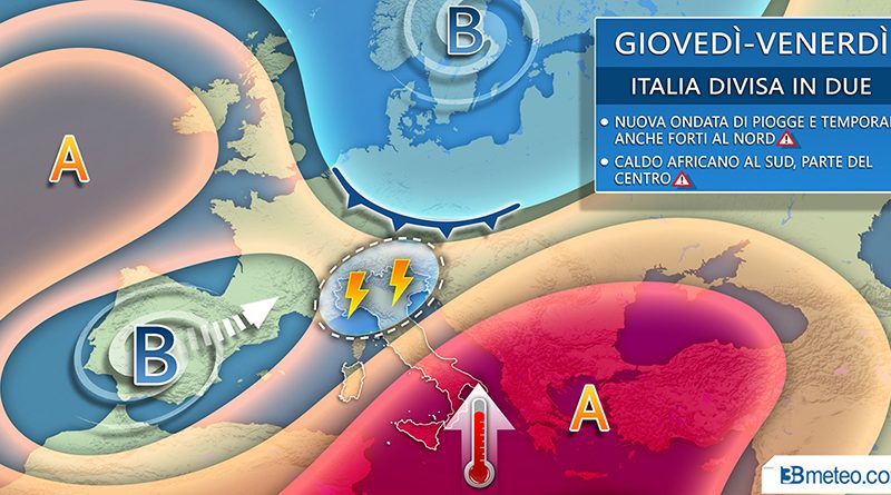 3bmeteo.com: “Nord bersaglio di nuovi rovesci e temporali, rischio nubifragi tra giovedì sera e venerdì