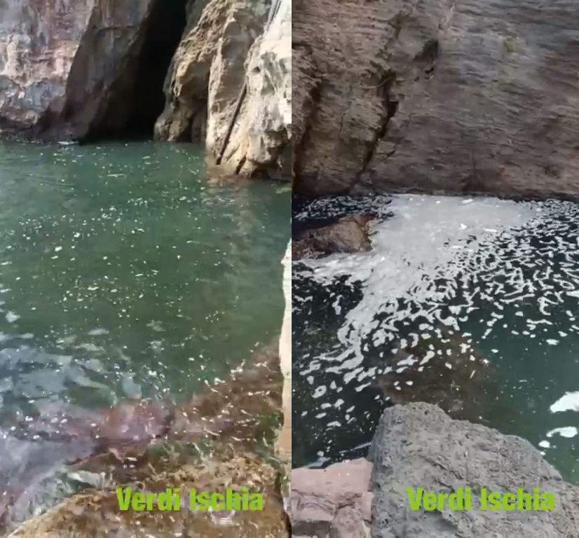 Incredibile a Cartaromana. Colonna scarica direttamente a mare (video)