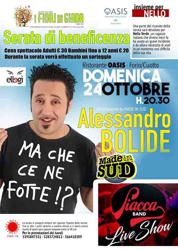 I Fiori di Giada Onlus presenta Alessandro Bolide di “Made in Sud” all’Oasis (video)