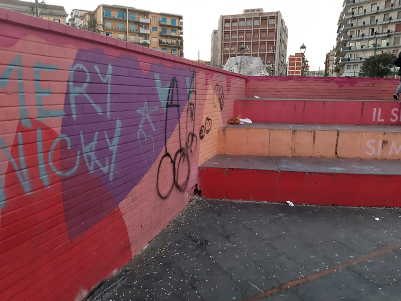 Sfregiato il murale realizzato a Piazza Nazionale dedicato alla piccola Noemi