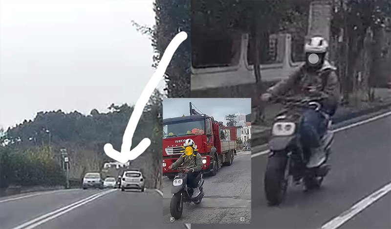 Ragazzino guida il motorino guardando il cellulare