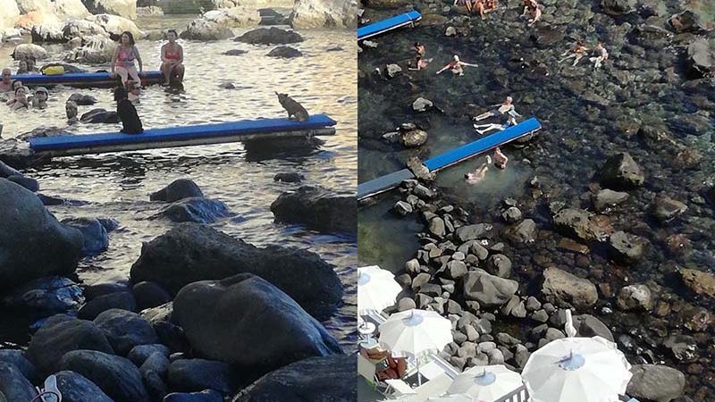 Forio. La baia di Sorgeto è sporca e frequentata da uno strano soggetto
