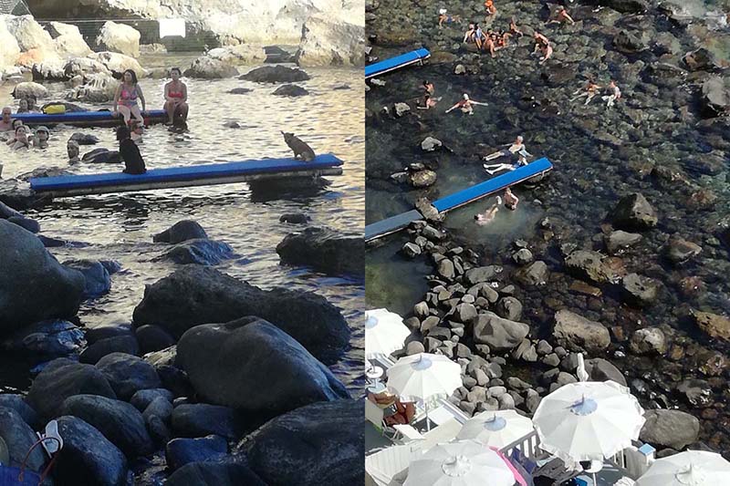 Forio. La baia di Sorgeto è sporca e frequentata da uno strano soggetto