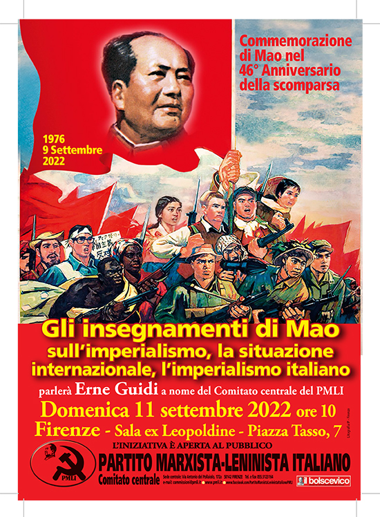 Domenica 11 commemorazione del 46° anniversario della morte di Mao