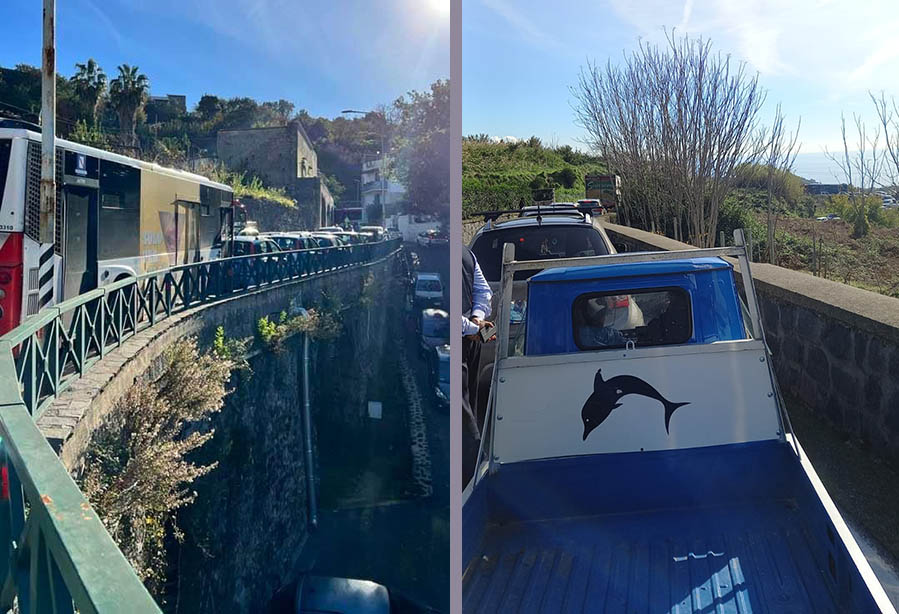 Le strade collinari sono intasate dal traffico. Evitate di uscire se non per necessità