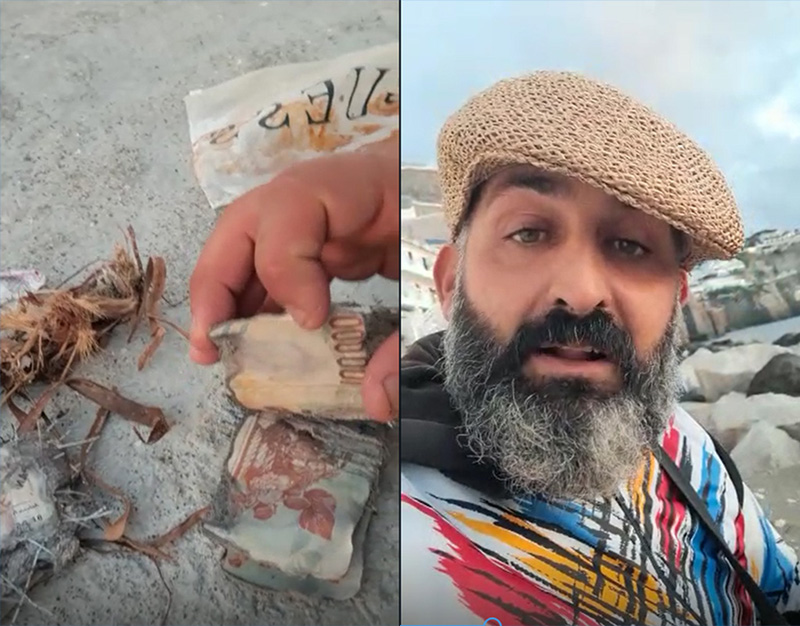 Spiaggiato un tesoro a Sant’Angelo. Due buste contenenti mazzette da 100 e 500 mila lire (video)