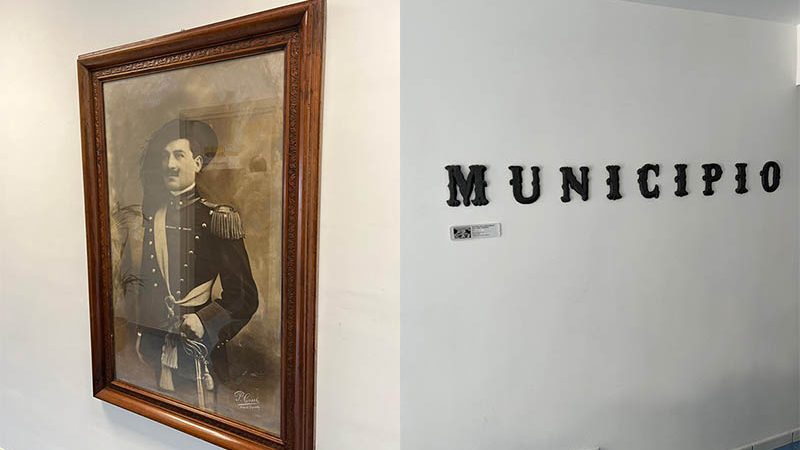 Nuovo Municipio di Barano. All’ingresso spicca il quadro che ritrae il Maggiore dei Bersaglieri Corrado Buono