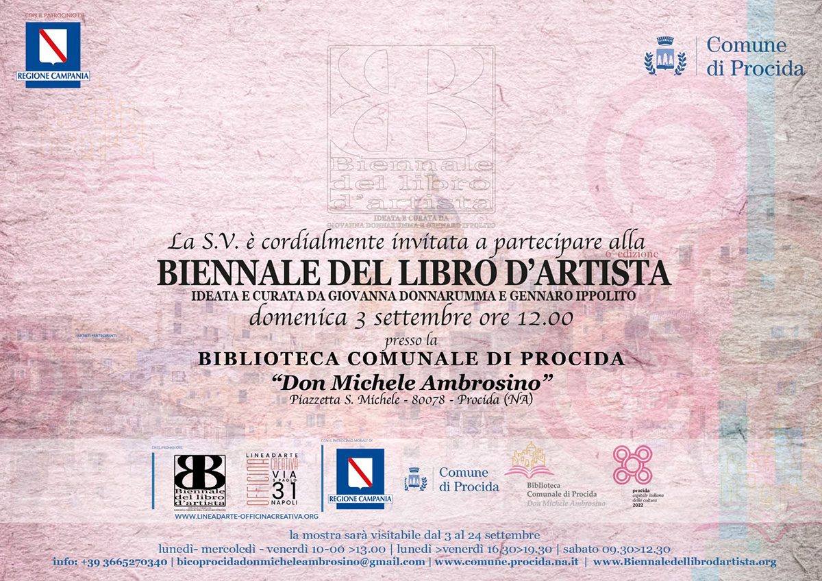 A TERRA MURATA LA VI EDIZIONE DELLA BIENNALE DEL LIBRO D’ARTISTA. DAL 3 AL 24 SETTEMBRE