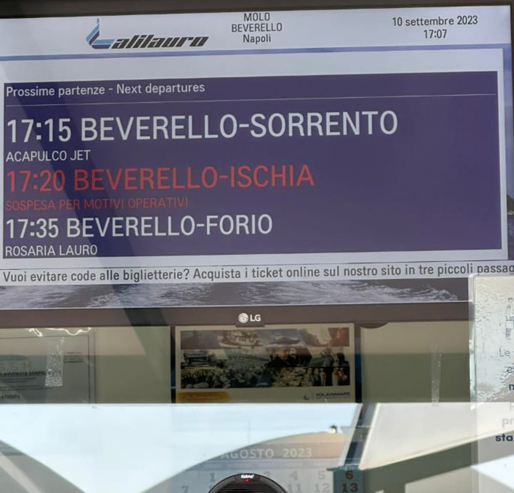 È FINITA LA STAGIONE CAOTICA, ORA SI POSSONO ANNULLARE LE CORSE DEGLI ALISCAFI