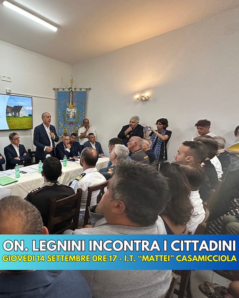 L’ON. LEGNINI INCONTRA I CITTADINI DOMANI ALLE 17 AL MATTEI