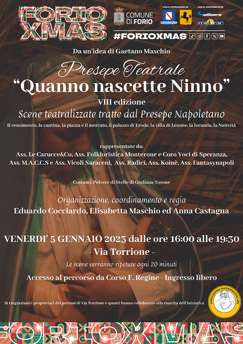 FORIO XMAS, VENERDÌ 5 GENNAIO RITORNA IL PRESEPE TEATRALE “QUANNO NASCETTE NINNO”