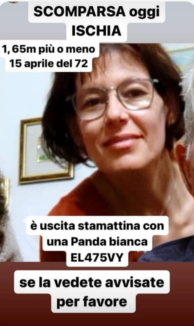 DONNA SCOMPARSA DI CASAMICCIOLA, SI TRATTA DI ANTONELLA DI MASSA