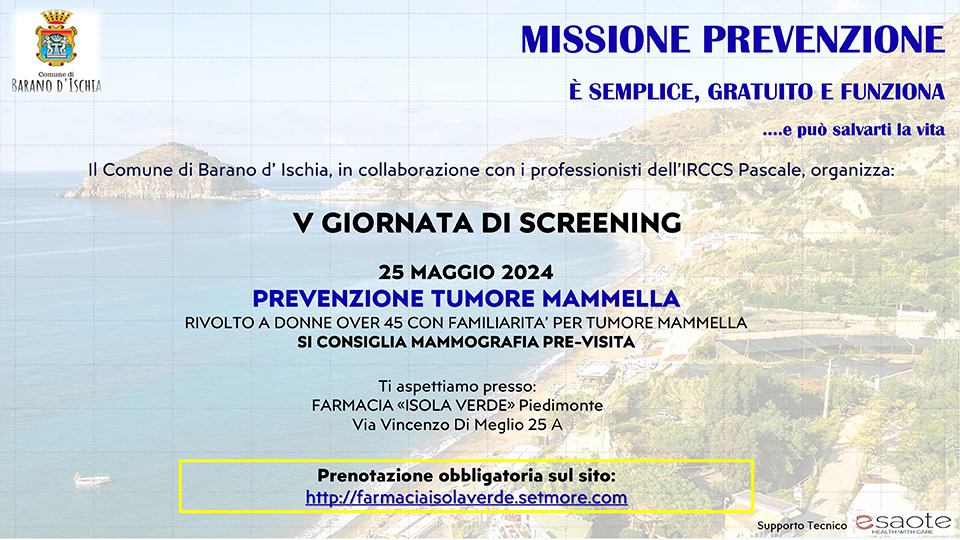BARANO, SCREENING ONCOLOGICO GRATUITO