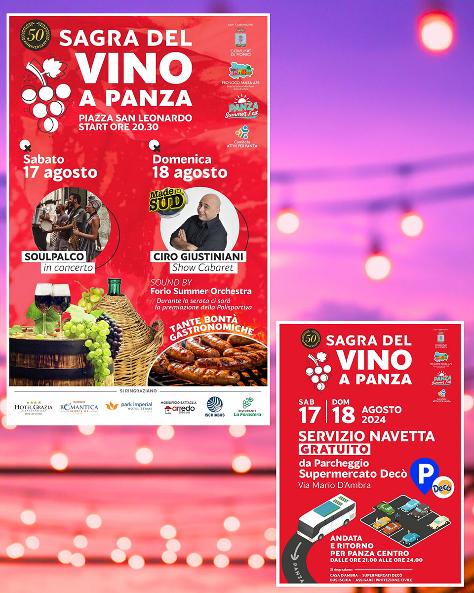 SAGRA DEL VINO A PANZA 17 E 18 AGOSTO CON SERVIZIO NAVETTA GRATUITO!