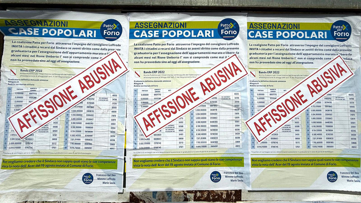 FORIO. CASE POPOLARI E MANIFESTI ABUSIVI, IL SINDACO: «DA LOFFREDO & CO. CADUTA DI STILE»