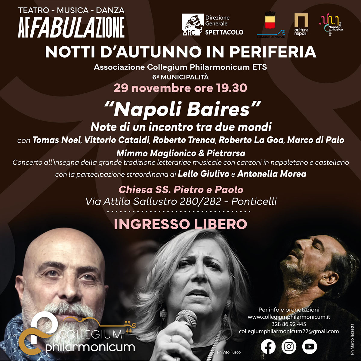 NAPOLI – BUENOS AIRES, MIMMO MAGLIONICO & PIETRARSA PER L’ULTIMO APPUNTAMENTO DI “NOTTI D’AUTUNNO IN PERIFERIA” IN «NAPOLI BAIRES»