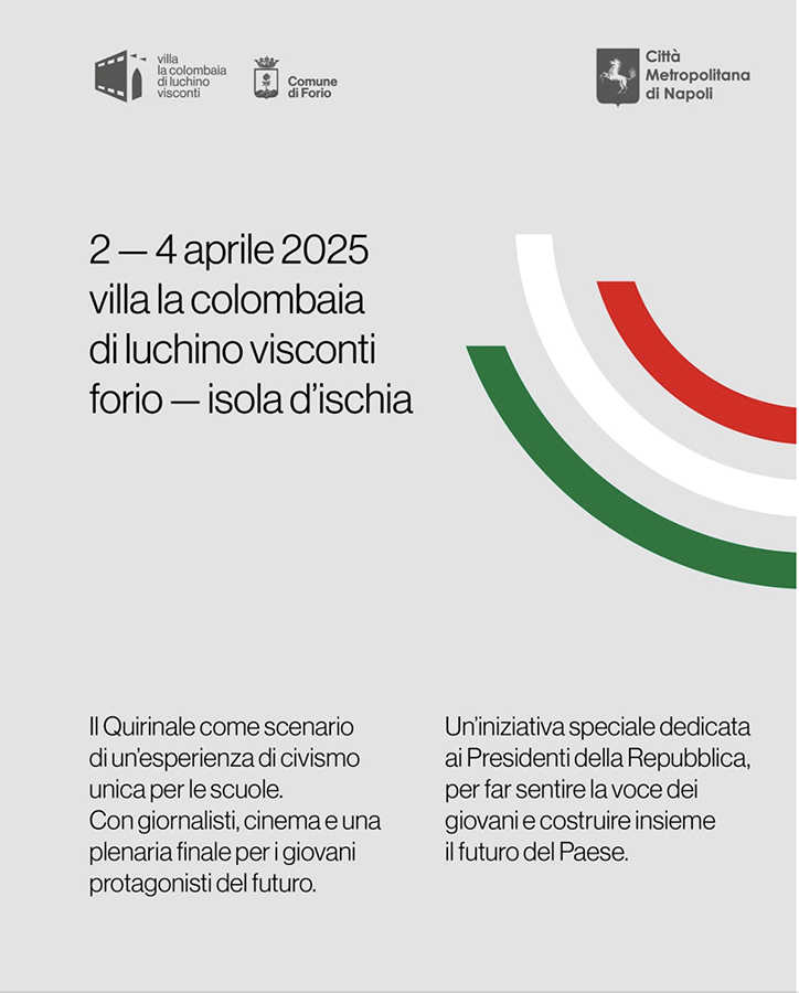 “I RAGAZZI E IL QUIRINALE”. DAL 2 AL 4 APRILE, VILLA LA COLOMBAIA