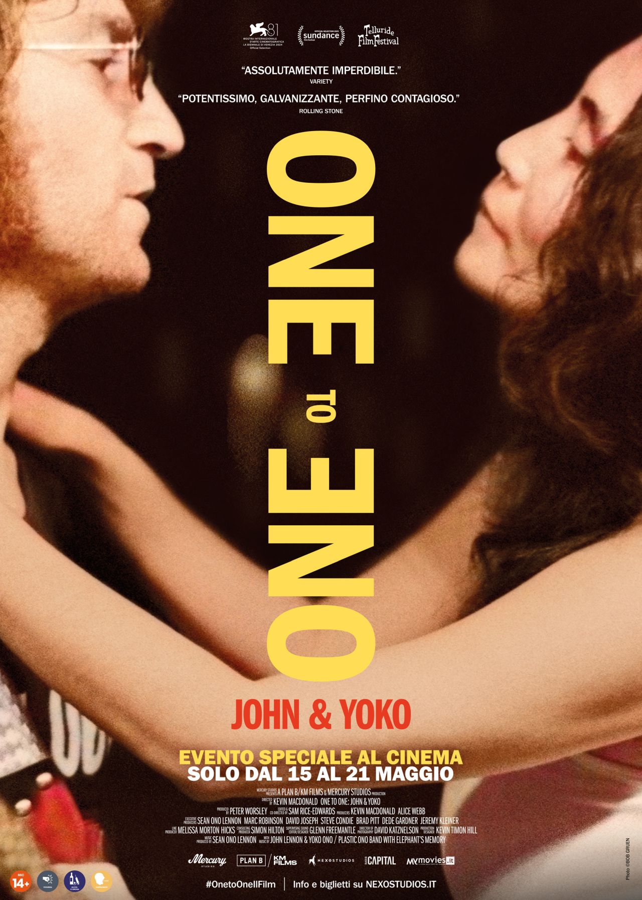 DAL 15 AL 21 MAGGIO “ONE TO ONE: JOHN & YOKO” IL FILM SULL’EPOPEA RIVOLUZIONARIA DI JOHN LENNON E YOKO ONO