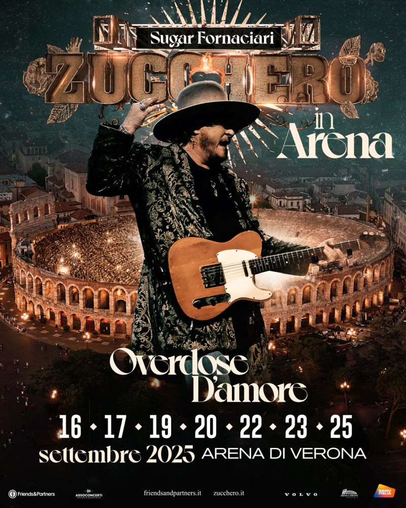 ZUCCHERO IN ARENA PER  7 NUOVI IMPERDIBILI SHOW ALL’ARENA DI VERONA