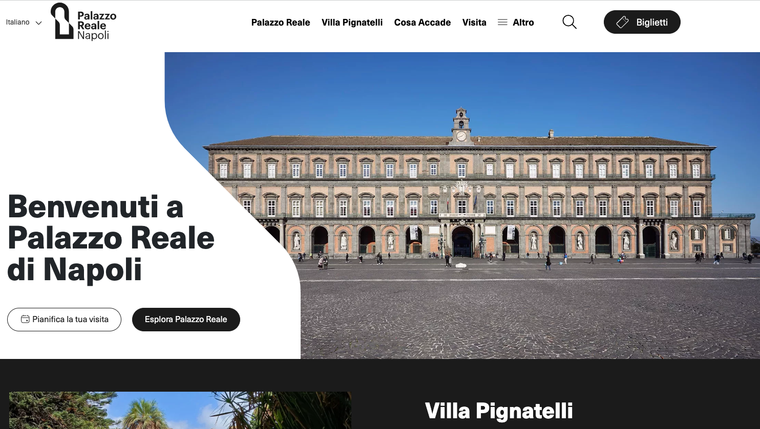 IL NUOVO SITO DEL PALAZZO REALE E DI VILLA PIGNATELLI