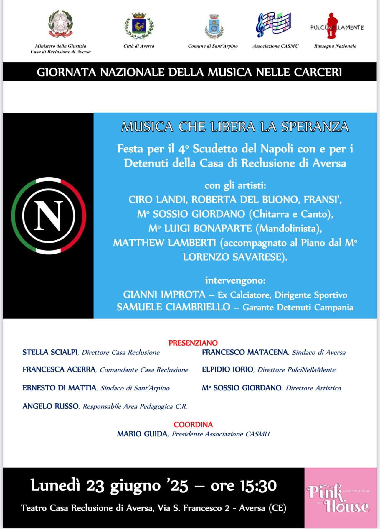 FESTEGGIAMENTI DEL QUARTO SCUDETTO DEL NAPOLI  CON I DETENUTI DELLA CASA DI RECLUSIONE DI AVERSA (EX OPG)