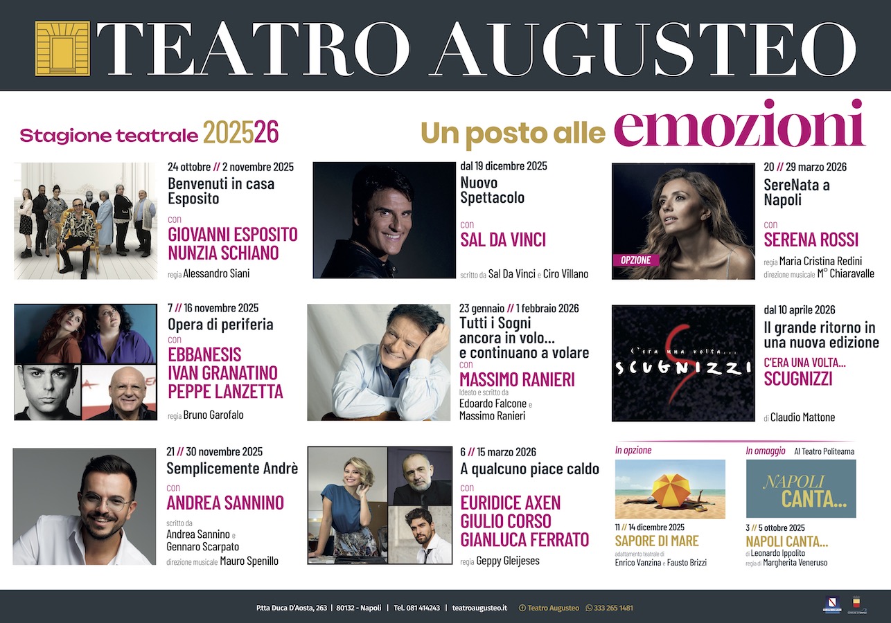 LA STAGIONE TEATRALE 2025/26 DEL TEATRO AUGUSTEO