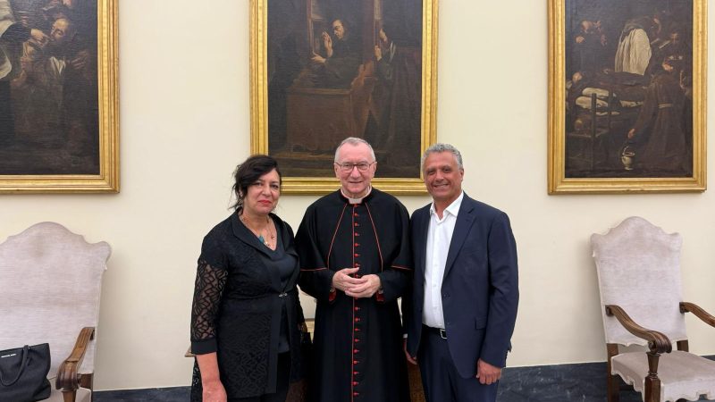 ENRICO MATTERA E SIGNORA OSPITI DAL CARDINALE PIETRO PAROLIN IN VATICANO