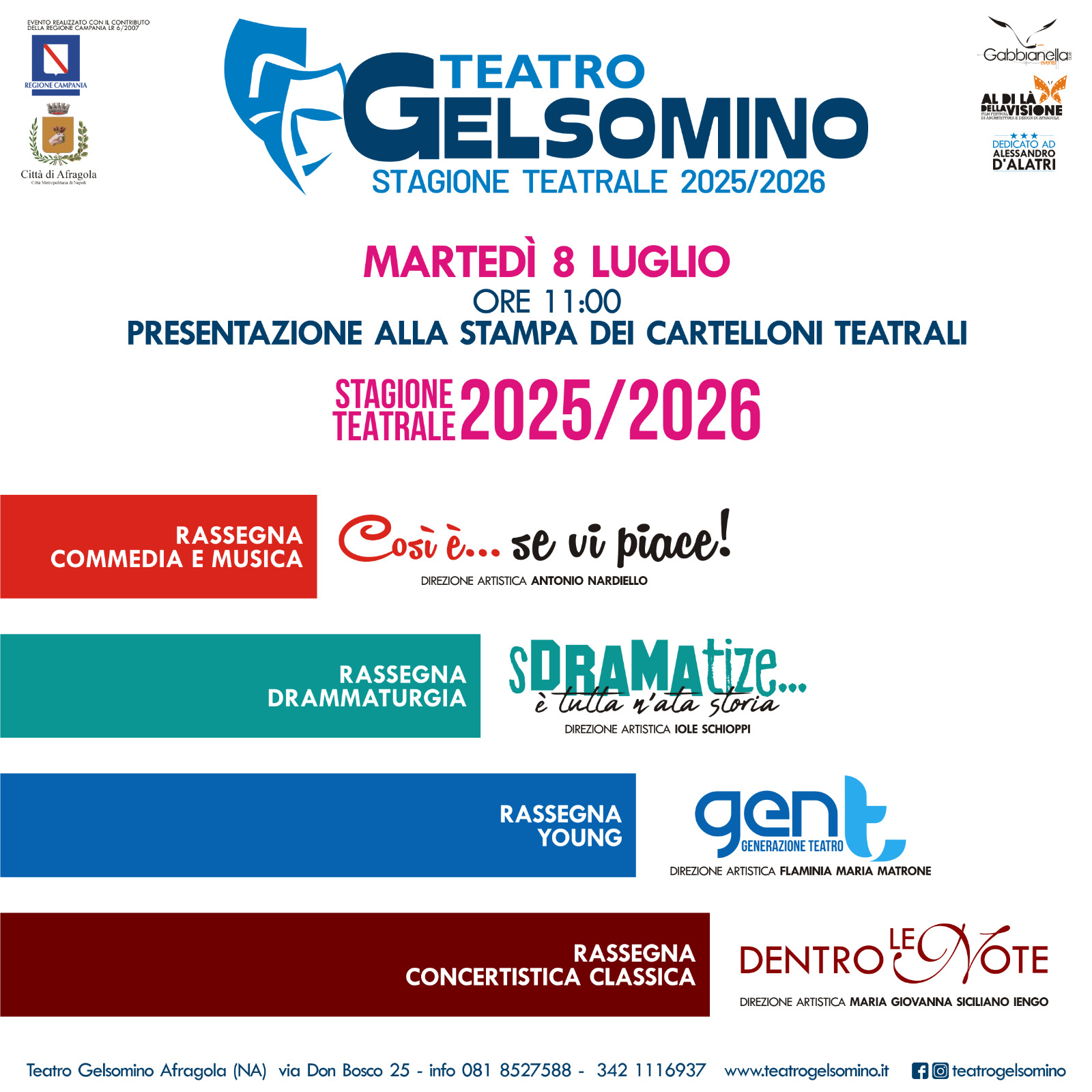 PRESENTAZIONE STAGIONE TEATRALE 2025/26 DEL TEATRO GELSOMINO