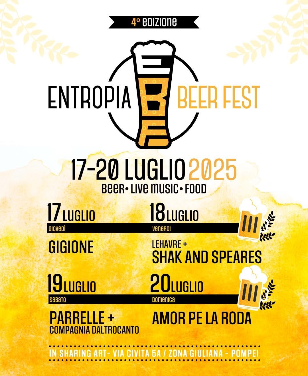 E’ TUTTO PRONTO PER L’ENTROPIA BEER FEST