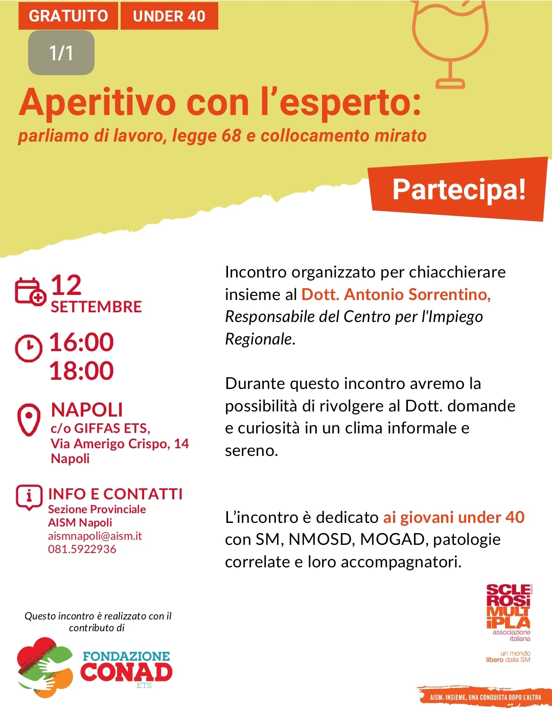AISM ORGANIZZA UN INCONTRO CON I GIOVANI