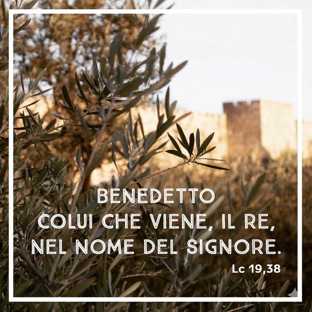 «BENEDETTO COLUI CHE VIENE, IL RE, NEL NOME DEL SIGNORE.» (Luca 19, 38)