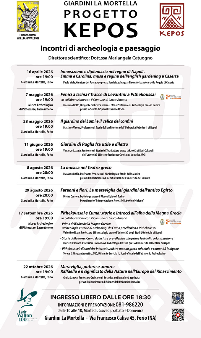 GIARDINI LA MORTELLA. DA GIOVEDÌ 16 APRILE TORNANO LE CONFERENZE DI “PROGETTO KEPOS”