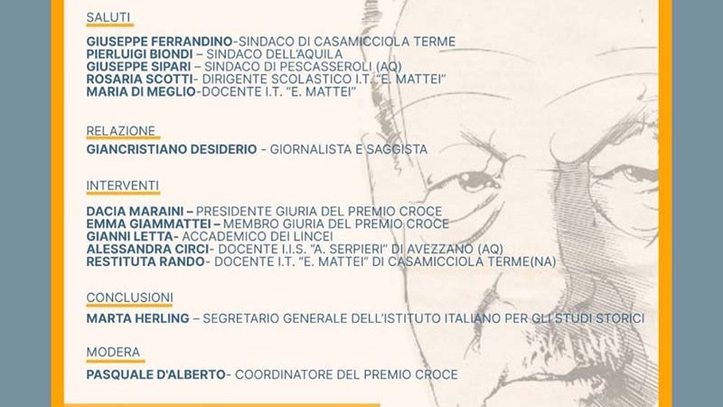 “IL TERREMOTO NELLA VITA DI BENEDETTO CROCE”, IL 15 APRILE PRESSO L’ISTITUTO MATTEI A CASAMICCIOLA