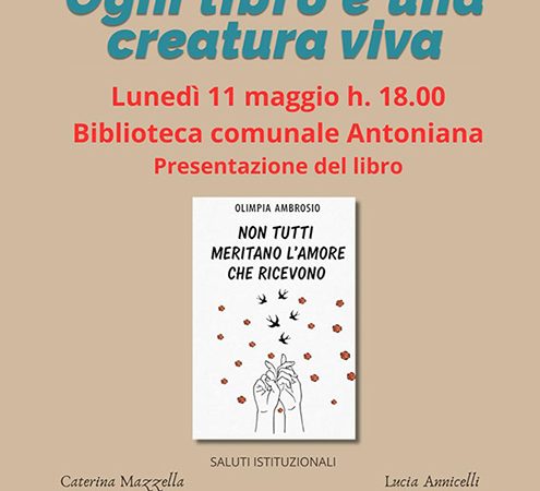 ALLA BIBLIOTECA ANTONIANA LA PRESENTAZIONE DEL LIBRO “NON TUTTI MERITANO L’AMORE CHE RICEVONO” DI OLIMPIA AMBROSIO