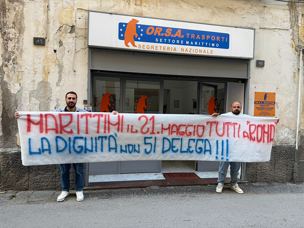 IL SINDACATO ORSA MARITTIMI HA ORGANIZZATO UNA MANIFESTAZIONE PRESSO IL MINISTERO DEL LAVORO A ROMA