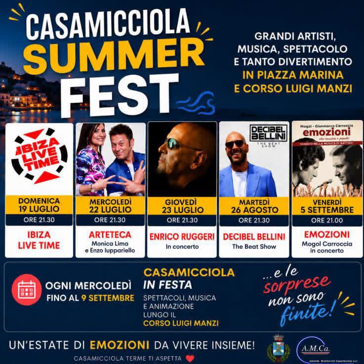 RUGGERI, MOGOL E TANTO ALTRO: ECCO IL CASAMICCIOLA SUMMER FEST