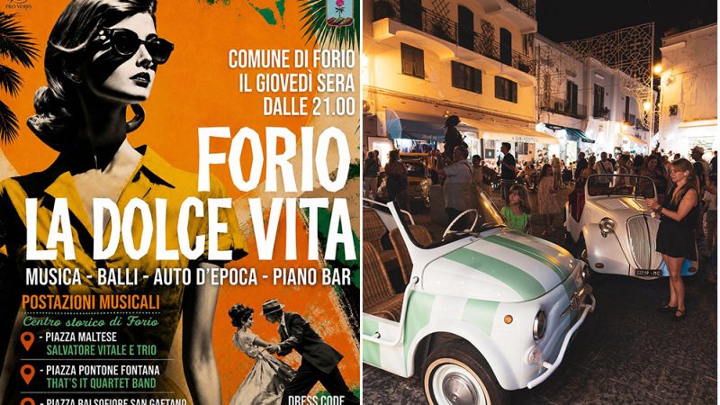 FORIO LA DOLCE VITA: GIOVEDÌ 2 LUGLIO IL CENTRO STORICO TORNA A VIVERE LE EMOZIONI DEGLI ANNI ‘60
