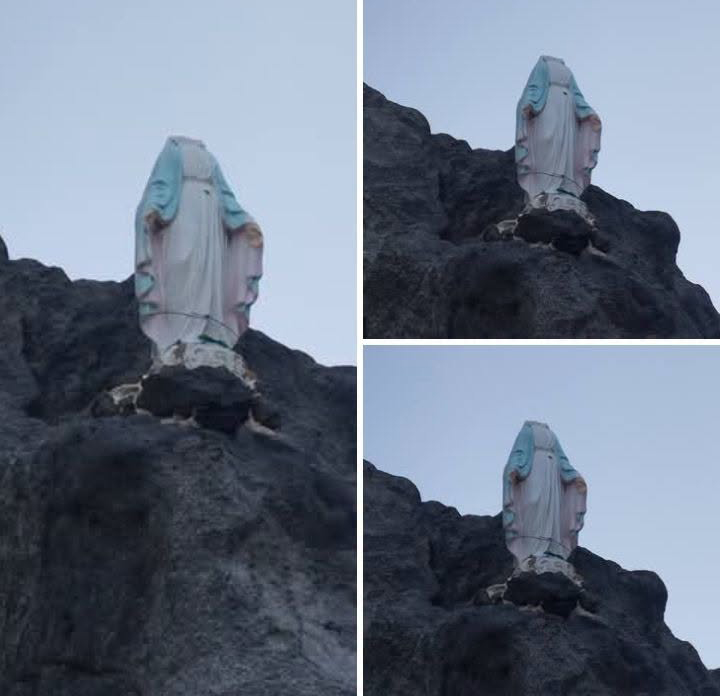 DECAPITATA LA STATUA DELLA MADONNA ALLA PELARA. È LA TERZA VOLTA CHE ACCADE