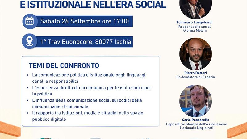 ISCHIA DIVENTA “NUOVA AGORÀ”, I PROTAGONISTI DELLA COMUNICAZIONE POLITICA A CONFRONTO