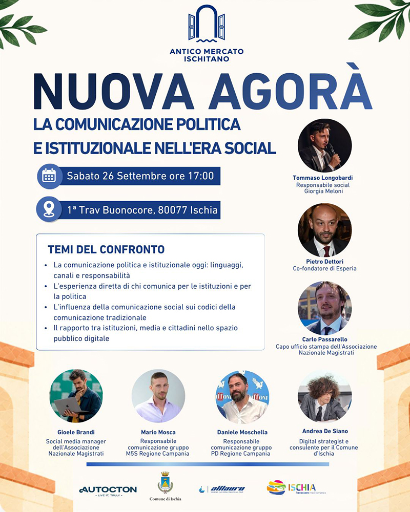 ISCHIA DIVENTA “NUOVA AGORÀ”, I PROTAGONISTI DELLA COMUNICAZIONE POLITICA A CONFRONTO