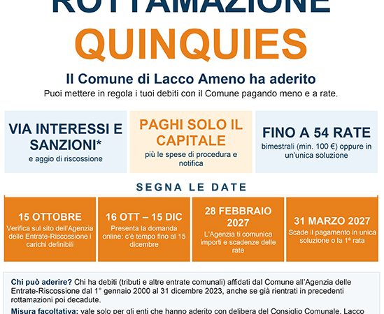 ROTTAMAZIONE QUINQUIES, LACCO AMENO ADERISCE: UNA NUOVA POSSIBILITÀ DI AIUTO PER I CITTADINI